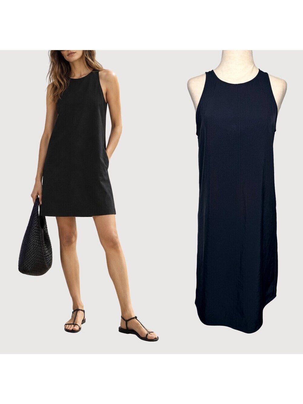 Everlane Japanese GoWeave High Neck Tank Dress Black 0